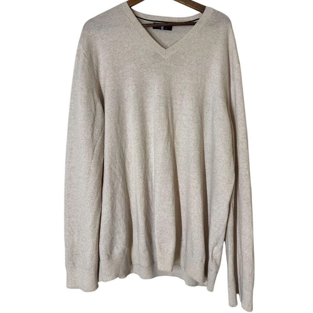 Banana Republic 100% Merino Wool Tan V Neck Sweater Mens Sz XXL Old Money